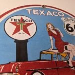 Vintage Texaco Gasoline Sign – Route 66 Gas Station Porcelain Chevy Bel Air Sign - Image 5
