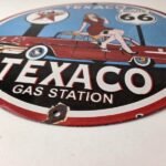 Vintage Texaco Gasoline Sign – Route 66 Gas Station Porcelain Chevy Bel Air Sign - Image 10