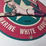 Vintage Texaco Gasoline Sign – White Marine Gas Pump Porcelain Sign - Image 11