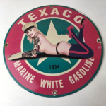 Vintage Texaco Gasoline Sign – White Marine Gas Pump Porcelain Sign - Image 15