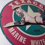 Vintage Texaco Gasoline Sign – White Marine Gas Pump Porcelain Sign - Image 6