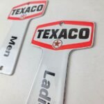 Vintage Texaco Gasoline Signs – Two Rest Rooms Men Women Key Gas Porcelain Sign - Image 12