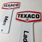 Vintage Texaco Gasoline Signs – Two Rest Rooms Men Women Key Gas Porcelain Sign - Image 4