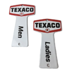 Vintage Texaco Gasoline Signs – Two Rest Rooms Men Women Key Gas Porcelain Sign - Image 2