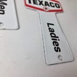 Vintage Texaco Gasoline Signs – Two Rest Rooms Men Women Key Gas Porcelain Sign - Image 10
