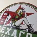 Vintage Texaco Pin Up Gas Pump Porcelain Sign – Filling Station Attendant Sign - Image 12