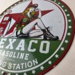 Vintage Texaco Pin Up Gas Pump Porcelain Sign – Filling Station Attendant Sign - Image 13