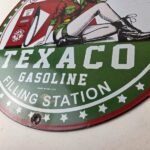 Vintage Texaco Pin Up Gas Pump Porcelain Sign – Filling Station Attendant Sign - Image 14
