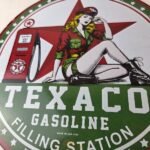 Vintage Texaco Pin Up Gas Pump Porcelain Sign – Filling Station Attendant Sign - Image 4