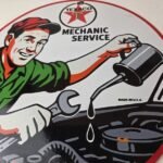 Vintage Texaco Pin Up Gas Pump Porcelain Sign – Filling Station Attendant Sign - Image 4