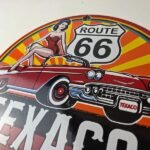 Vintage Texaco Route 66 Pin Up Porcelain Sign – Chevy Gas Station Sign - Image 12