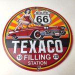 Vintage Texaco Route 66 Pin Up Porcelain Sign – Chevy Gas Station Sign - Image 15