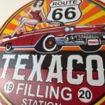 Vintage Texaco Route 66 Pin Up Porcelain Sign – Chevy Gas Station Sign - Image 4
