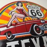 Vintage Texaco Route 66 Pin Up Porcelain Sign – Chevy Gas Station Sign - Image 5