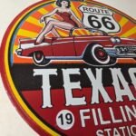 Vintage Texaco Route 66 Pin Up Porcelain Sign – Chevy Gas Station Sign - Image 6