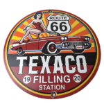 Vintage Texaco Route 66 Pin Up Porcelain Sign – Chevy Gas Station Sign - Image 2