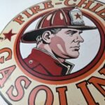Vintage Texaco Sign – Fire Fighter Chief Gasoline Service Gas Porcelain Sign - Image 4