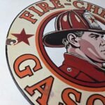 Vintage Texaco Sign – Fire Fighter Chief Gasoline Service Gas Porcelain Sign - Image 6