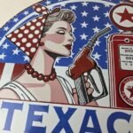 Vintage Texaco Sign – Gasoline Filling Station Pump Plate Porcelain Sign - Image 3