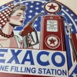 Vintage Texaco Sign – Gasoline Filling Station Pump Plate Porcelain Sign - Image 4