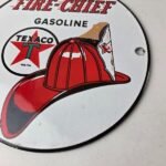 Vintage Texaco Sign – Texas Fire Chief Gas Motor Oil Pump Shop Porcelain Sign - Image 4