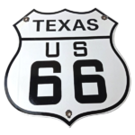 Vintage Texas Route 66 Porcelain Sign – US Highway Shield Sign