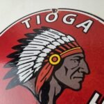 Vintage Tioga Gasoline Sign – Native American Indian Chief Gas Porcelain Sign - Image 12