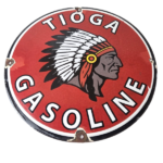 Vintage Tioga Gasoline Sign – Native American Indian Chief Gas Porcelain Sign - Image 2