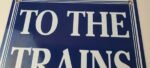 Vintage To The Trains Railroad Sign – Directional Railway Station Porcelain Sign - Image 3