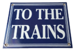 Vintage To The Trains Railroad Sign – Directional Railway Station Porcelain Sign - Image 2