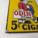 Vintage Tobacco Porcelain Sign – Odin Cigars Gas Service Cigarette Pump Sign - Image 11