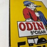 Vintage Tobacco Porcelain Sign – Odin Cigars Gas Service Cigarette Pump Sign - Image 6