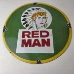 Vintage Tobacco Sign – Porcelain Red Man Chew Gas Pump Display Sign - Image 15