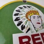 Vintage Tobacco Sign – Porcelain Red Man Chew Gas Pump Display Sign - Image 5