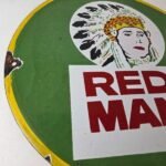 Vintage Tobacco Sign – Porcelain Red Man Chew Gas Pump Display Sign - Image 6