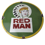 Vintage Tobacco Sign – Porcelain Red Man Chew Gas Pump Display Sign - Image 2