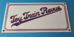 Vintage Toy Train Revue Sign – Railroad Model Trains Porcelain Gas Pump Sign - Image 2