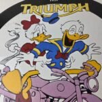 Vintage Triumph Donald Daisy Motorcycle Porcelain Sign – Disney Triumph Sign - Image 3