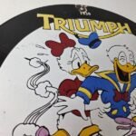 Vintage Triumph Donald Daisy Motorcycle Porcelain Sign – Disney Triumph Sign - Image 5