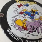 Vintage Triumph Donald Daisy Motorcycle Porcelain Sign – Disney Triumph Sign - Image 6