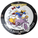 Vintage Triumph Donald Daisy Motorcycle Porcelain Sign – Disney Triumph Sign