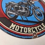 Vintage Triumph Motorcycle Sign – Gas Pump Garage Porcelain Service Sign - Image 11