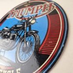 Vintage Triumph Motorcycle Sign – Gas Pump Garage Porcelain Service Sign - Image 13