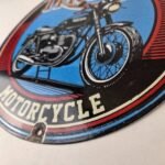 Vintage Triumph Motorcycle Sign – Gas Pump Garage Porcelain Service Sign - Image 14
