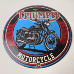 Vintage Triumph Motorcycle Sign – Gas Pump Garage Porcelain Service Sign - Image 15