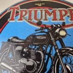 Vintage Triumph Motorcycle Sign – Gas Pump Garage Porcelain Service Sign - Image 3