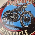 Vintage Triumph Motorcycle Sign – Gas Pump Garage Porcelain Service Sign - Image 4