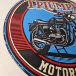 Vintage Triumph Motorcycle Sign – Gas Pump Garage Porcelain Service Sign - Image 6