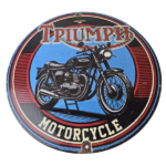 Vintage Triumph Motorcycle Sign – Gas Pump Garage Porcelain Service Sign - Image 2