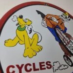Vintage Triumph Motorcycles Sign – Gas Pump Garage Porcelain Goofy Sign - Image 5